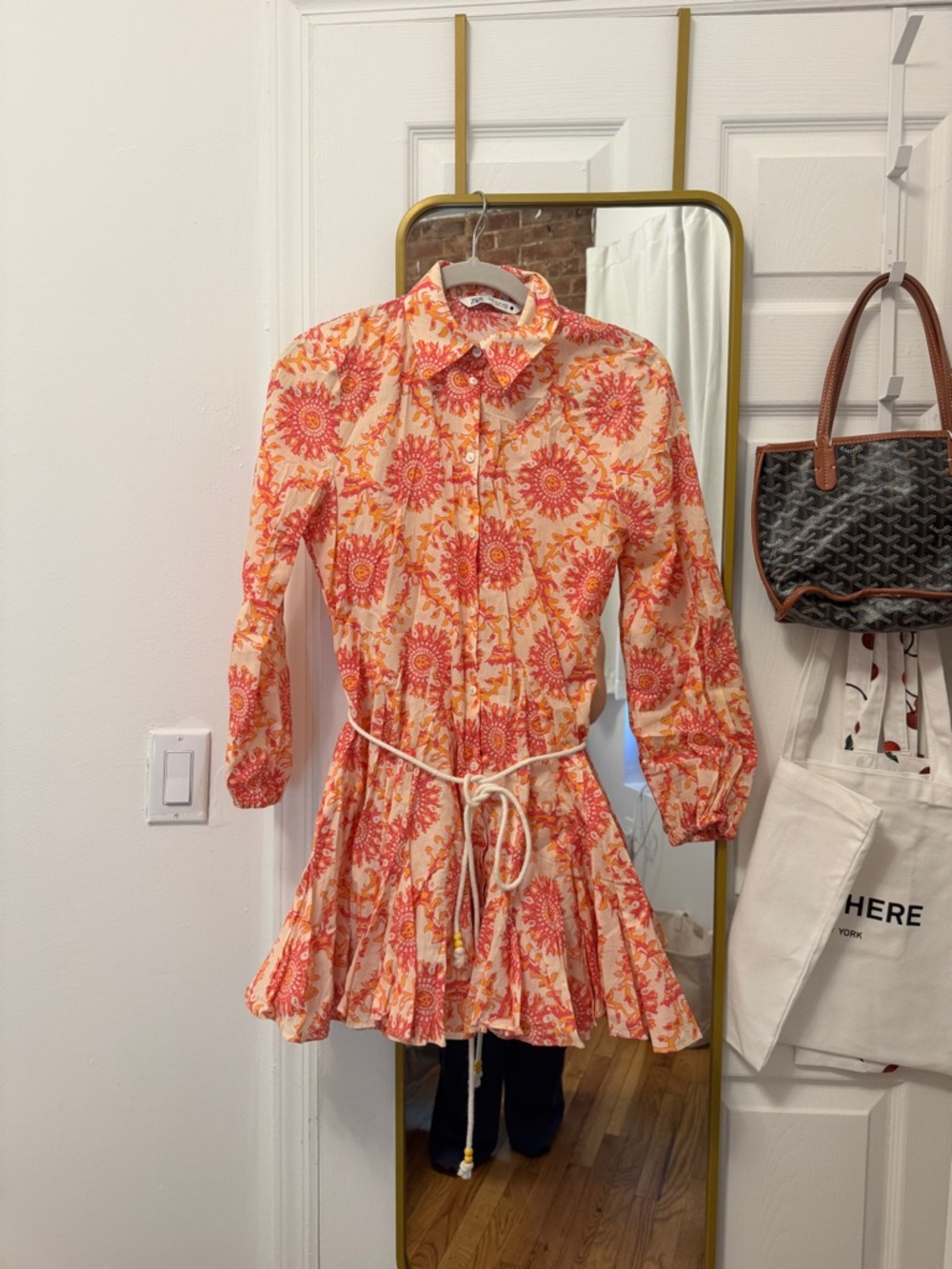 Zara Coral Pink and Cream Floral Mini Dress